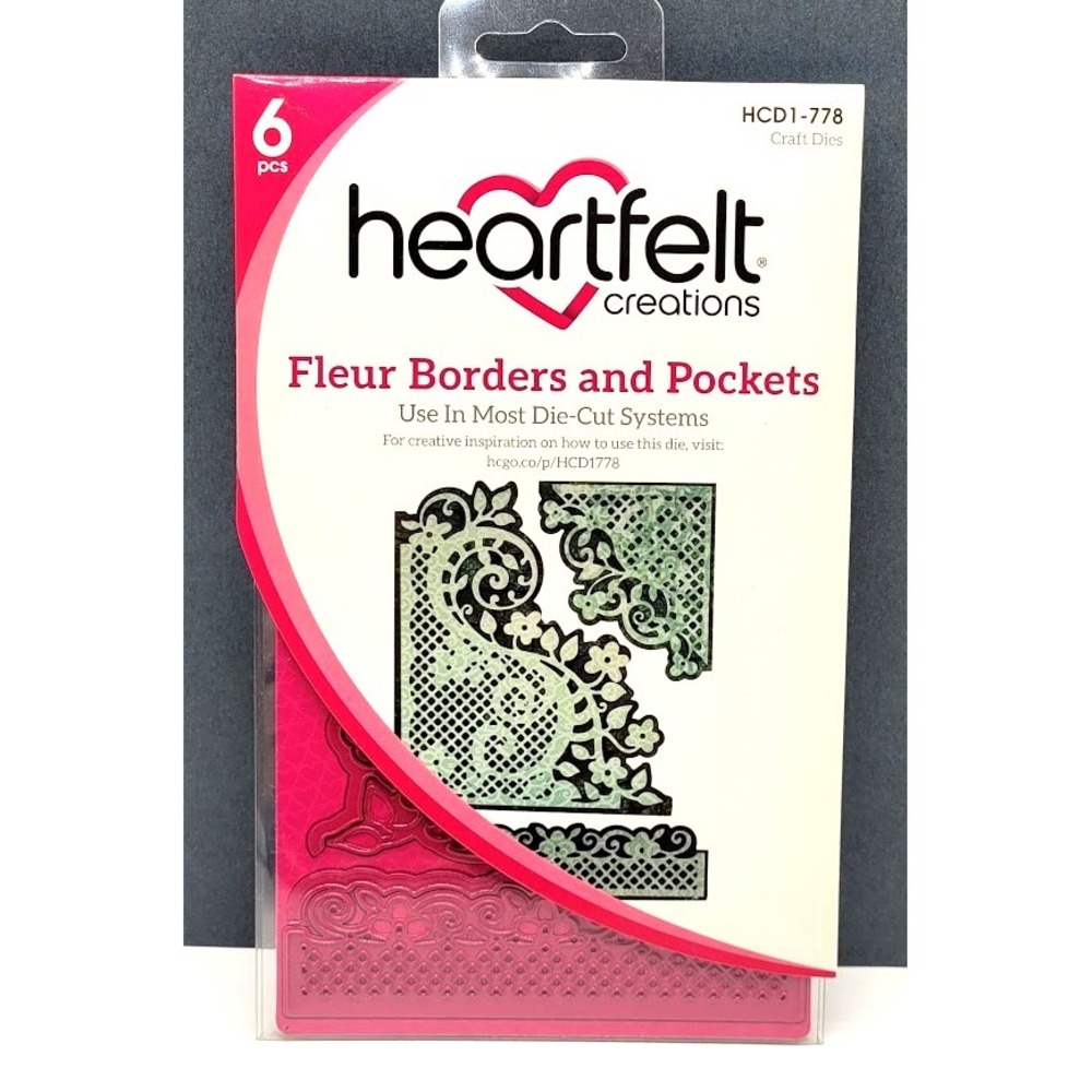 NEW Heartfelt Creations Fleur Borders & Pockets HCD1-778 Craft Dies 6pc Journal